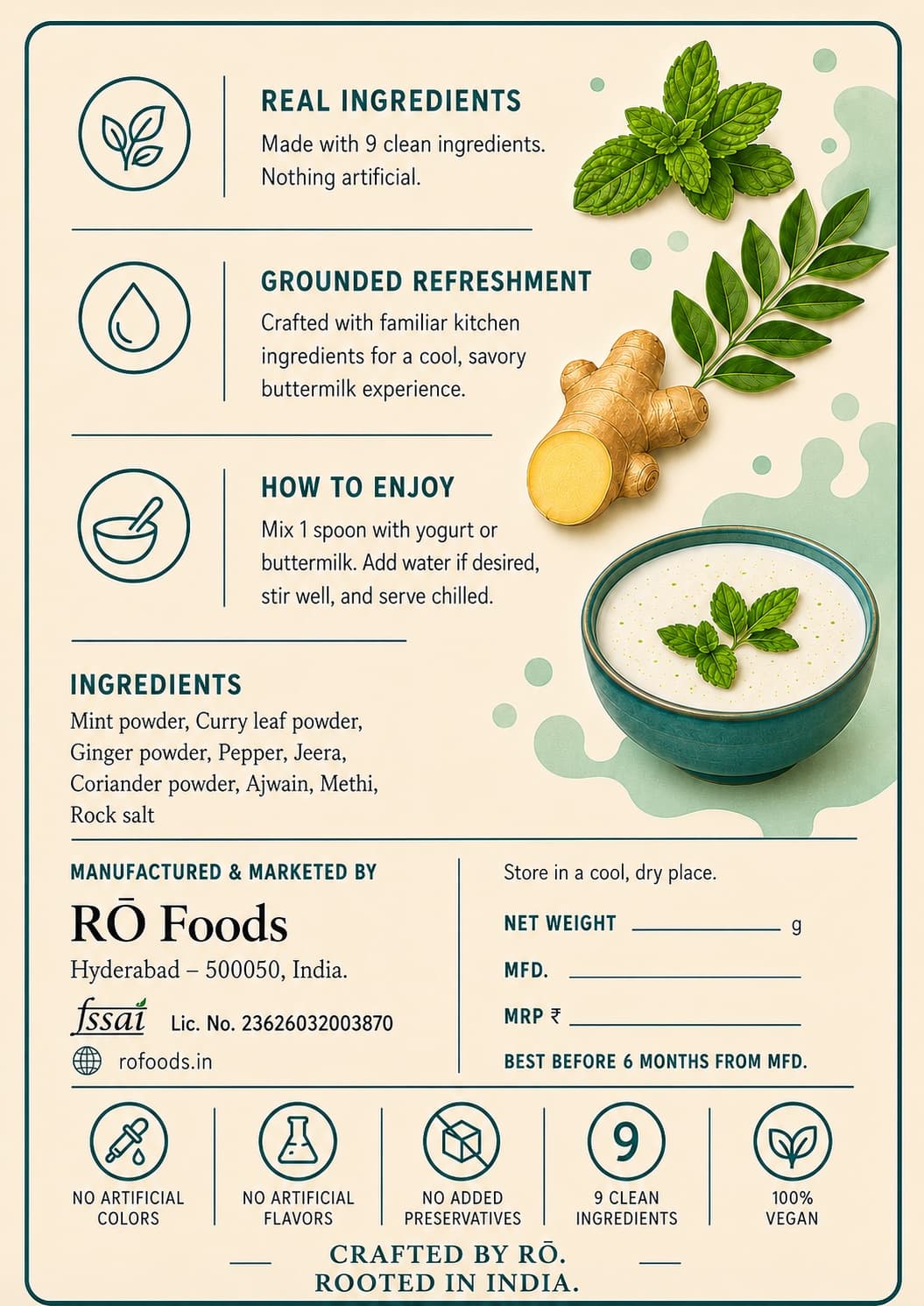 RŌ Chill ingredients label