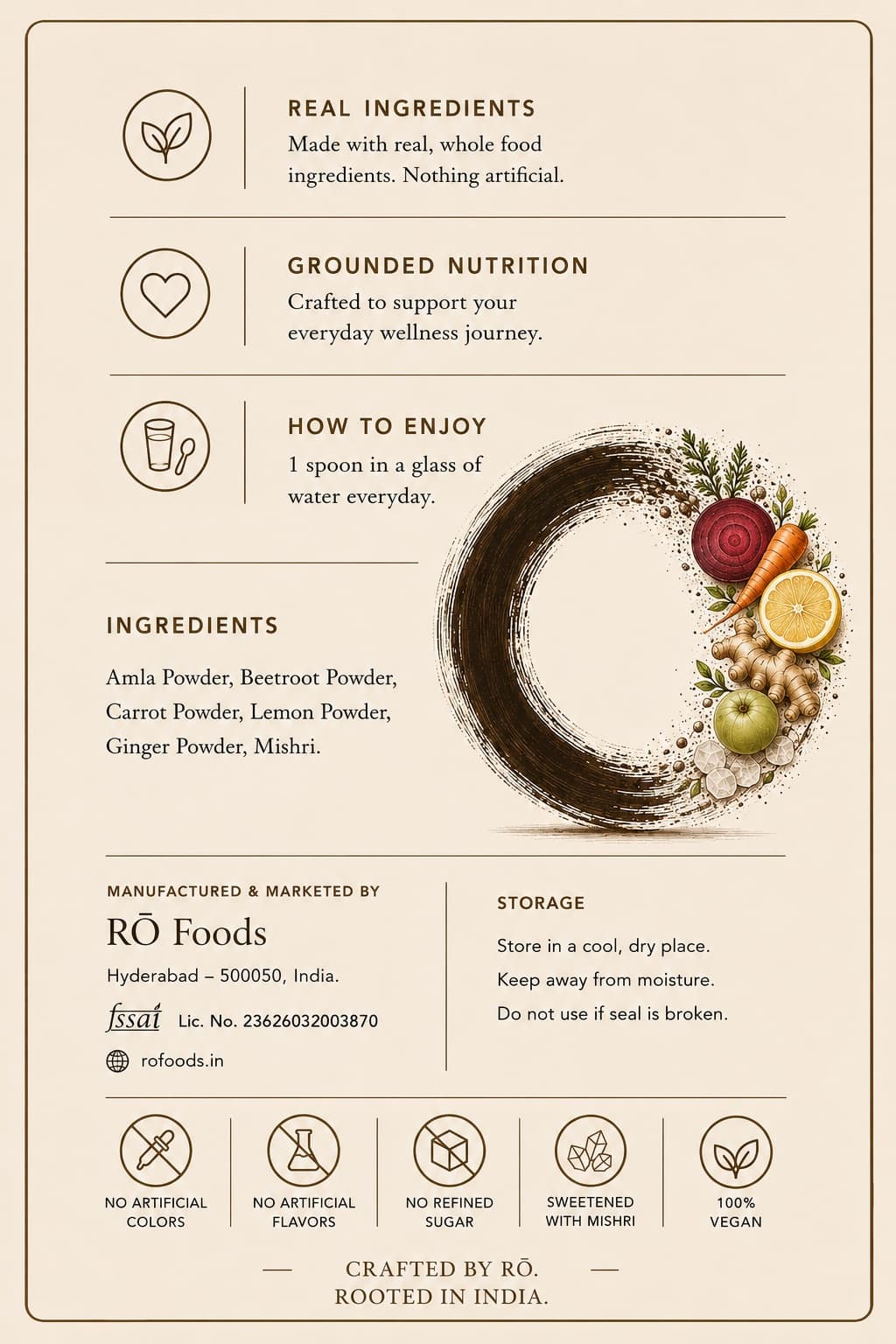 RŌ Daily ingredients label